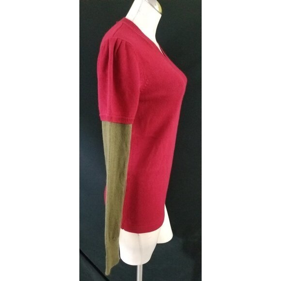 B by Burton Size M Red Green Sweater Wool Cashmere - Picture 4 of 6